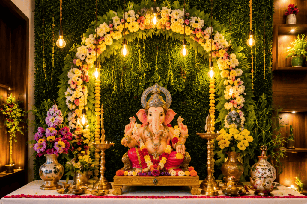 Home Ganpati Decoration Photo
