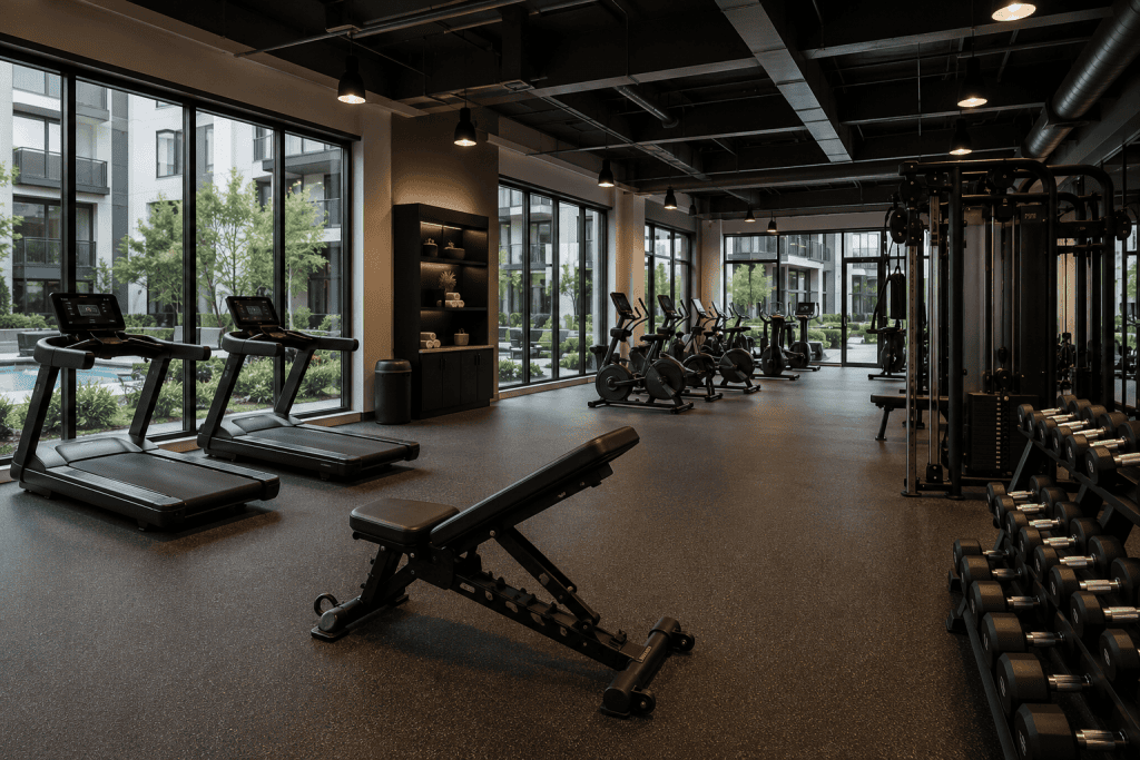 Modern commercial fitness center with treadmills, strength machines, free weights, and open workout areas representing Gym startup funding options, fitness business growth financing, funding additional gym locations, loans for gym renovations, and gym acquisition loans for launching, expanding, renovating, and acquiring fitness businesses.