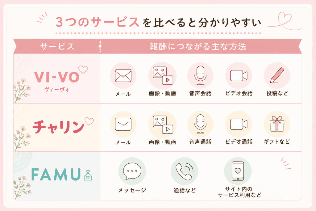 メールレディ３つのサービス比較画像