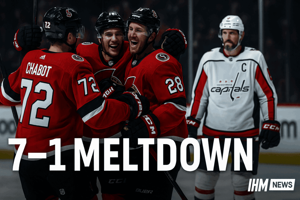 Senators Crush Capitals 7-1 as Washington Implodes in Ovechkin’s 1500th Game