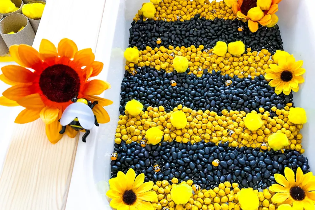 bee themed sensory bin