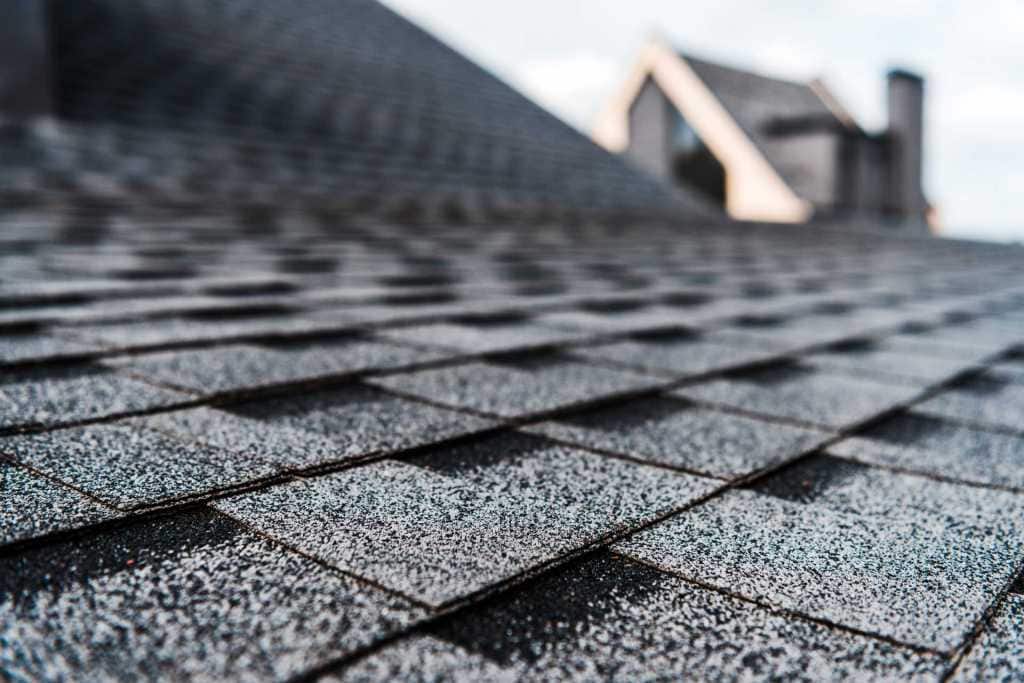 Close up of black shingle roof.