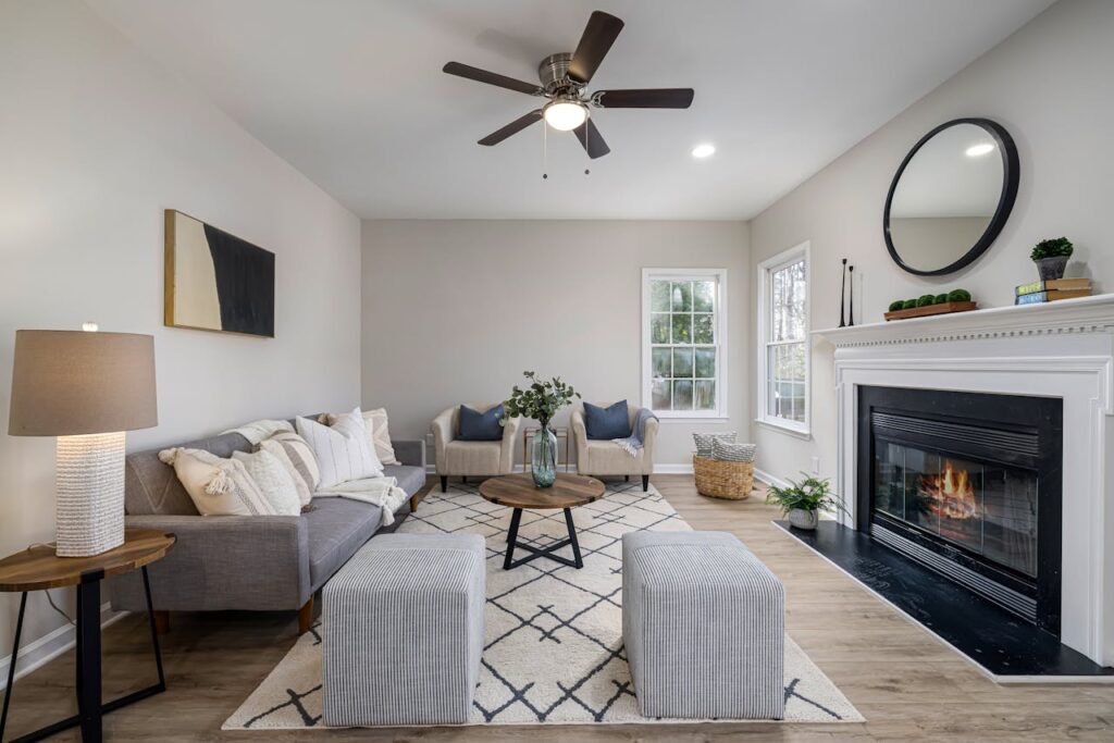 A White and Gray Home Staged Living Room