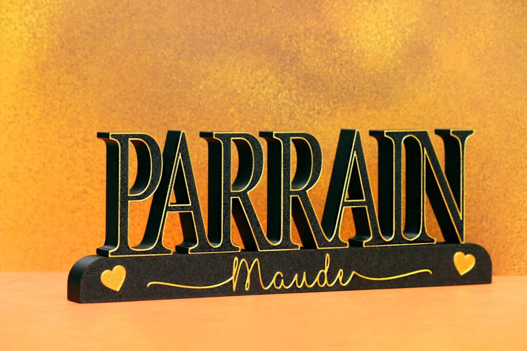 support parrain personnalisé cadeau original 3D
