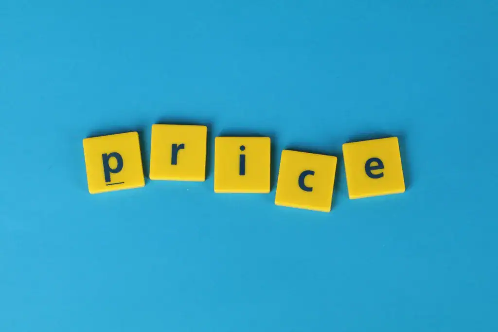 Yellow letter tiles spelling price, illustrating transparent pricing