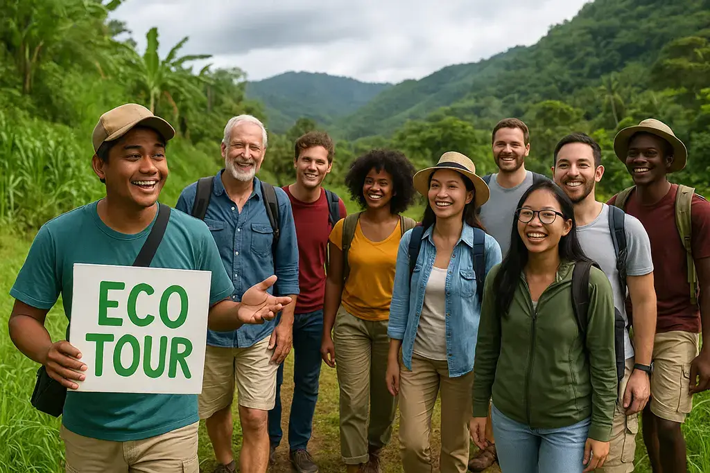 Multi-Generational and Multicultural Group on a Guided Eco-Tour - an example of inclusive and sustainable tourism in the Philippines.