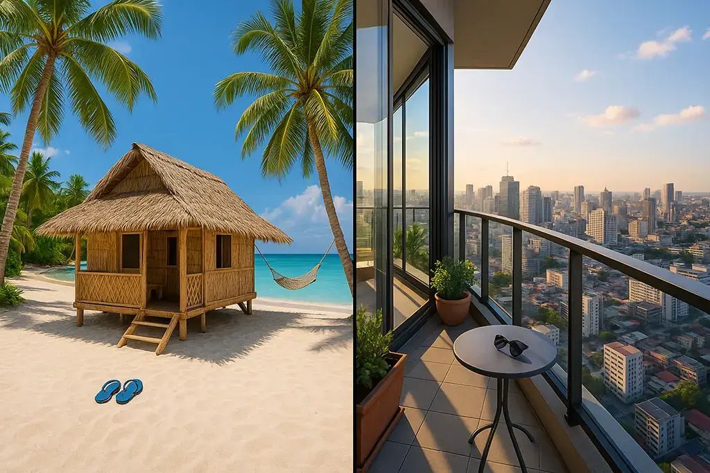 Types of expat housing in the Philippines: beach hut vs. high-rise condo.