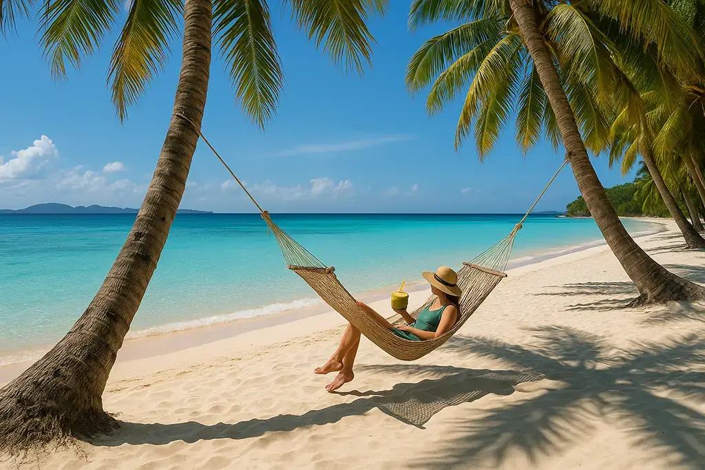 Hammock on Bantayan Island beach in Cebu.