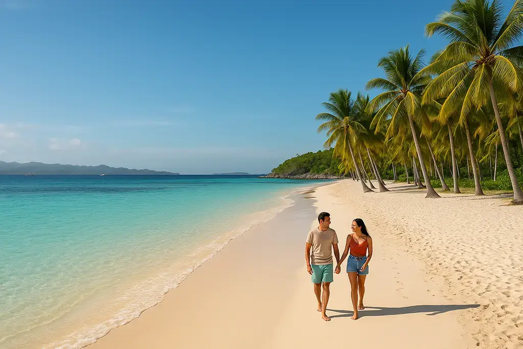 White sand beach on Malcapuya Island Coron.