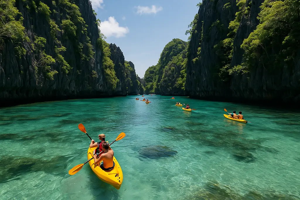 Kayaking in Big Lagoon El Nido Palawan.