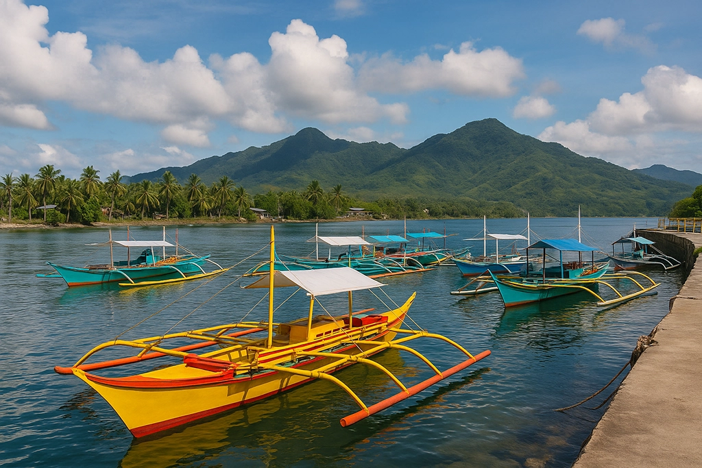 Banca boats in Port, a part o f the Philippines travel guide.