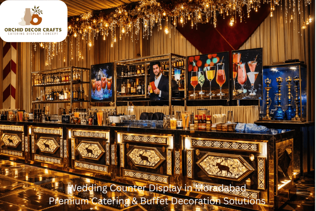 Wedding counter display in Moradabad with premium catering and buffet decoration setup
