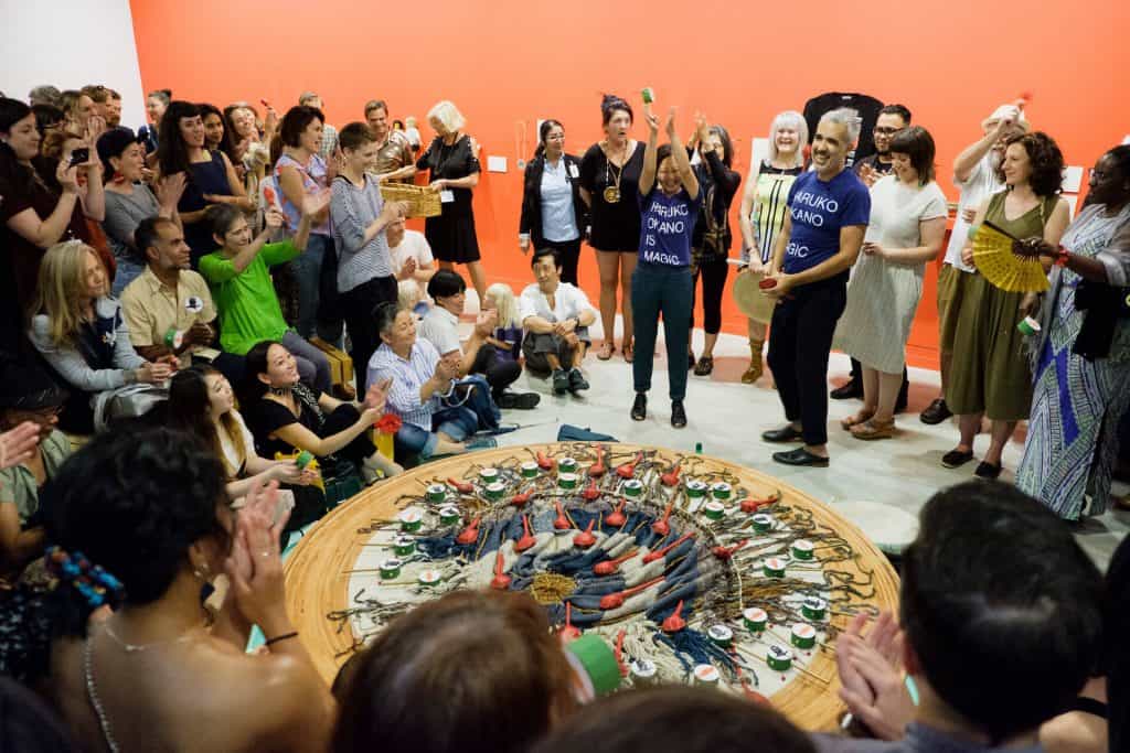 Ayumi Goto and Peter Morin: how do you carry the land? Ayumi Goto, Artist; Peter Morin, Artist; Community Opening, July 13, 2018 Photo: Pardeep Singh, Vancouver Art Gallery