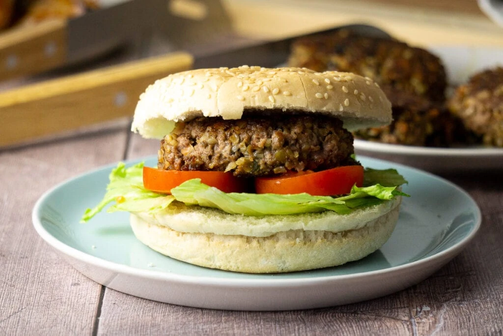 Haggis Burger Recipe - Haggis Burger in a bun with lettuce and tomato