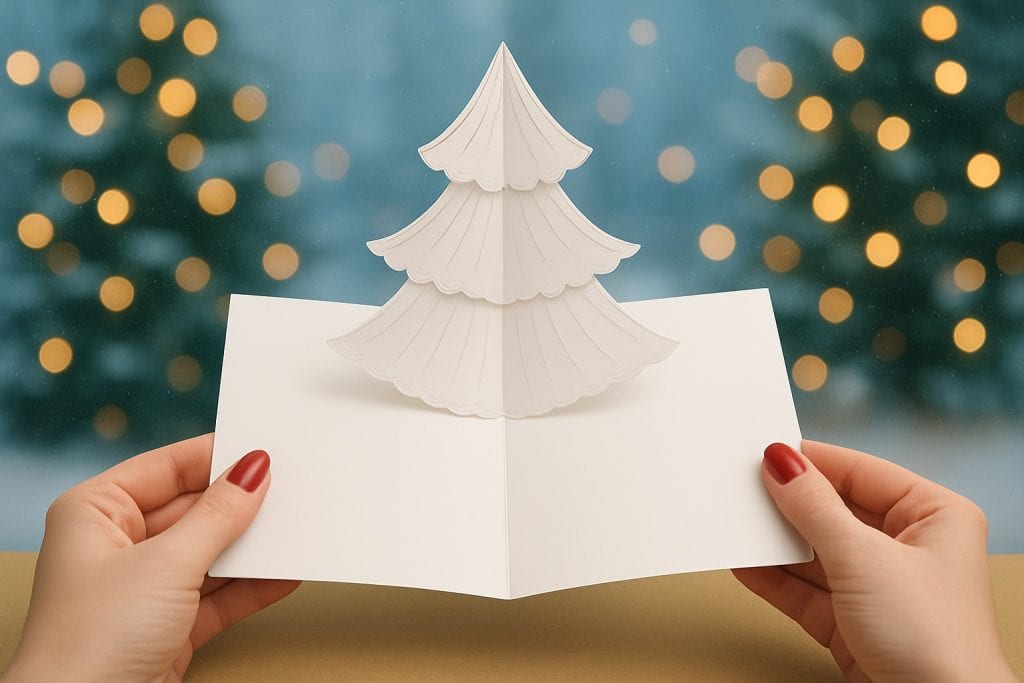 2d karte mit einem weihnachtsbaum