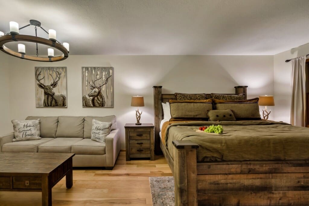 The king suite, with a pull-out couch for extra comfort.