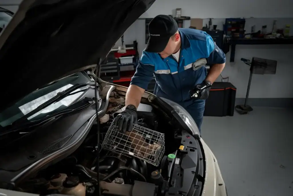 kuna domowa w samochodzie