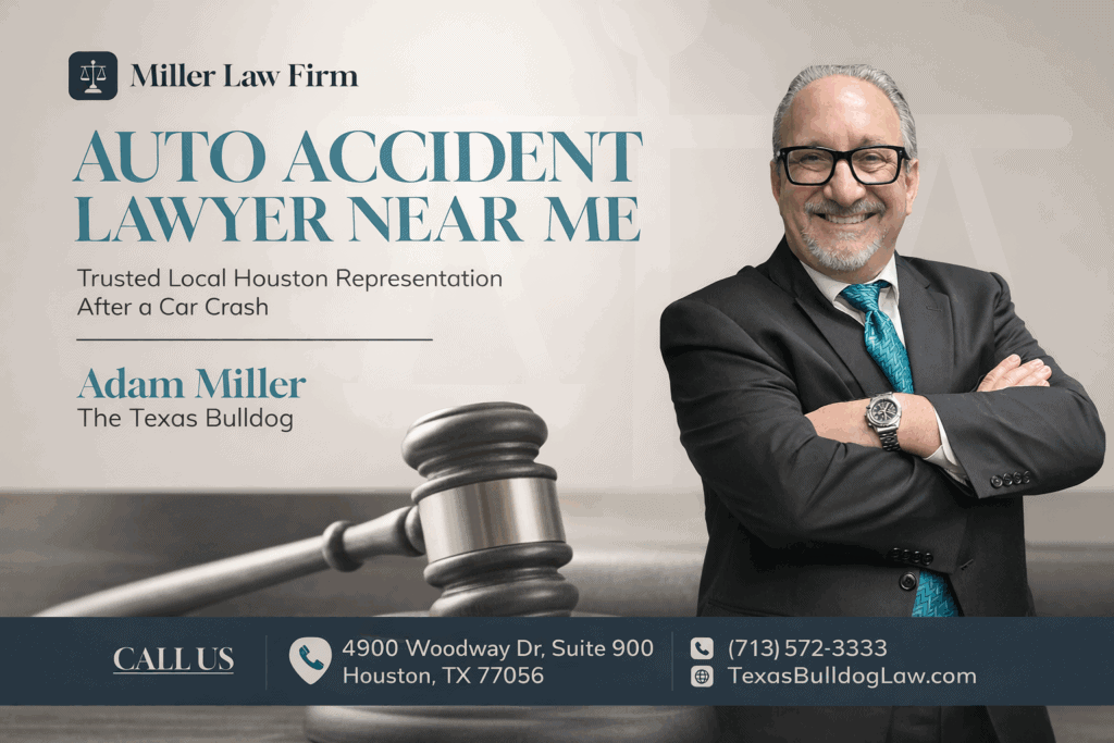 Houston auto accident lawyer Adam Miller, known as The Texas Bulldog, representing injury victims after car crashes