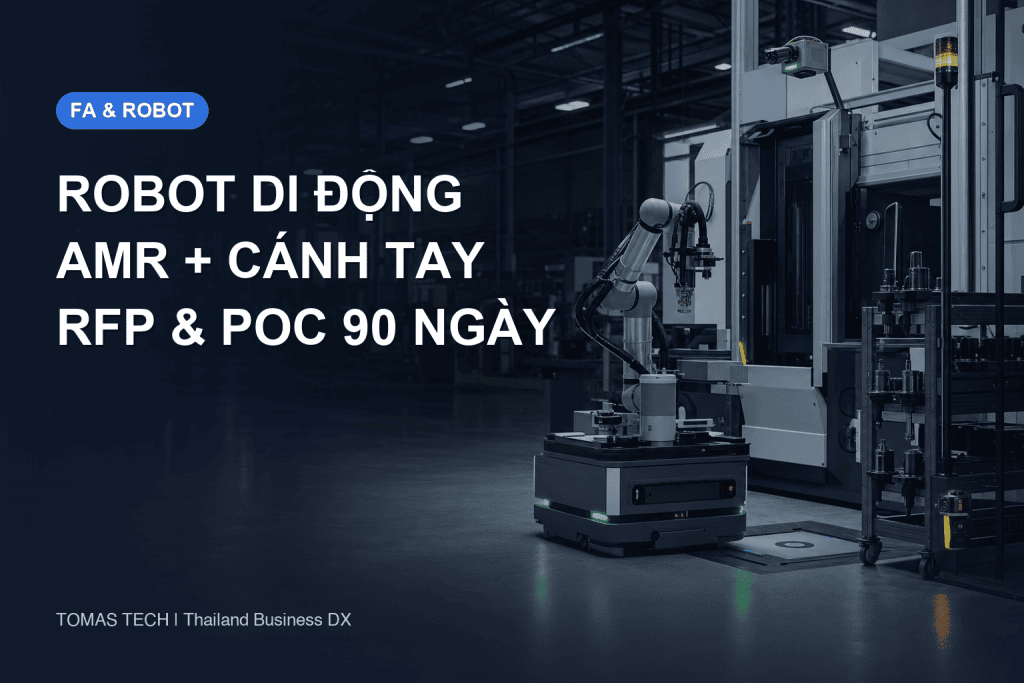 Triển khai robot cộng tác di động 2026: RFP, an toàn và PoC 90 ngày cho cánh tay robot trên AMR