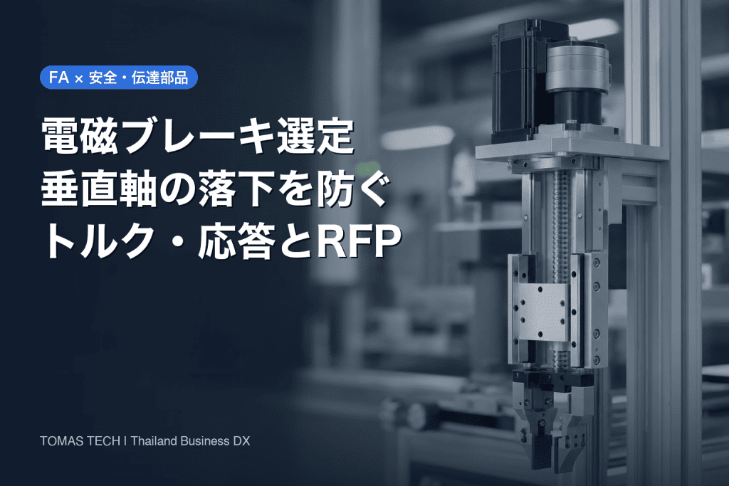 電磁ブレーキ 選定｜垂直軸の落下を防ぐトルク・応答時間とRFP