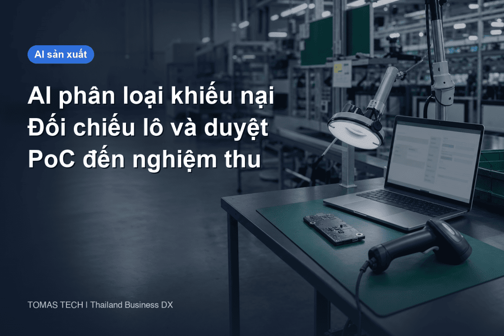 AI phân loại khiếu nại chất lượng sản xuất: Đối chiếu lô đến nghiệm thu
