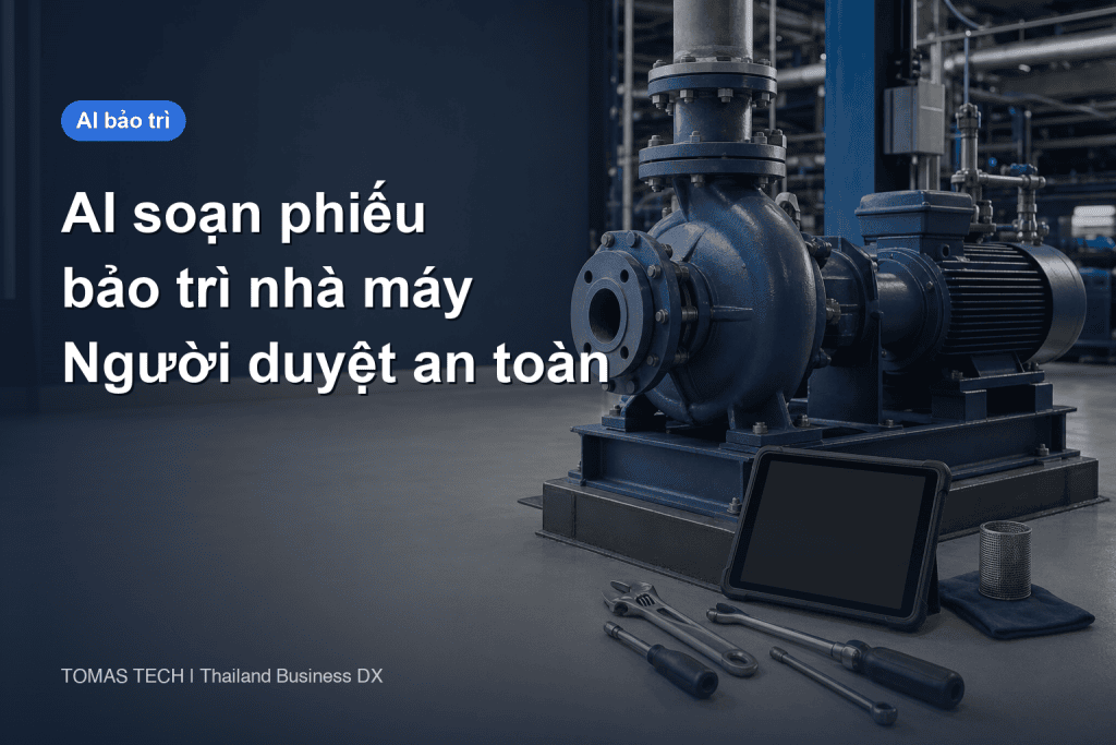 AI soạn phiếu công việc bảo trì nhà máy | Mã thiết bị và phê duyệt