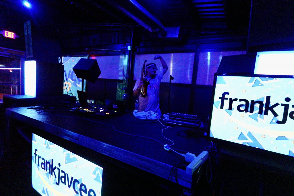 FrankJavCee vibrating with energy and love.