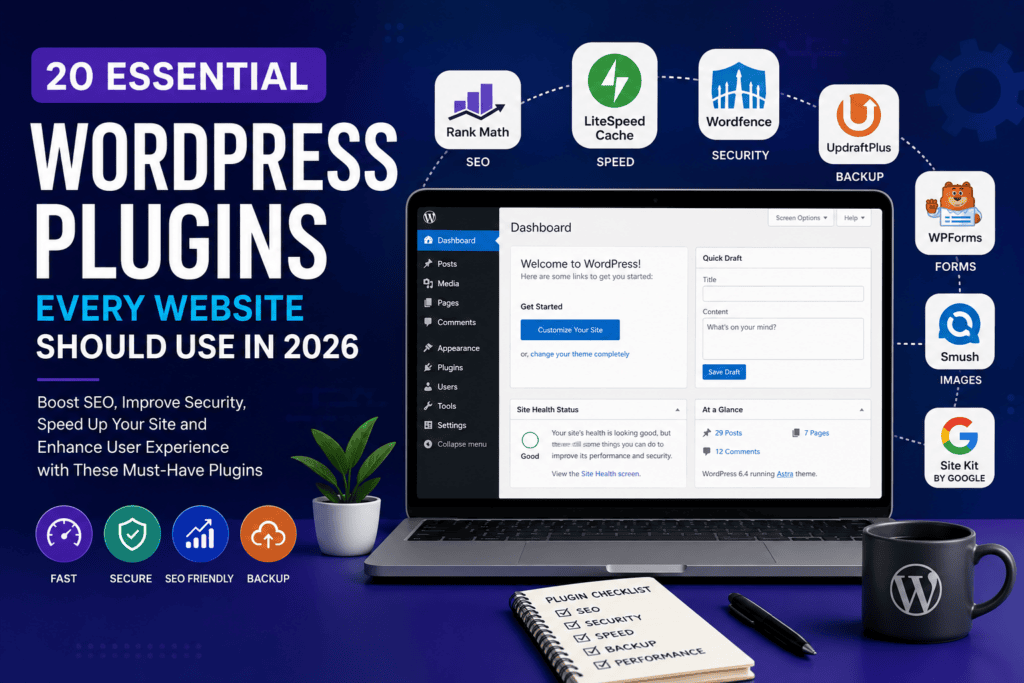 Discover the best essential WordPress plugins to improve SEO, website speed, security, backups, and user experience. A complete beginner-friendly guide.
