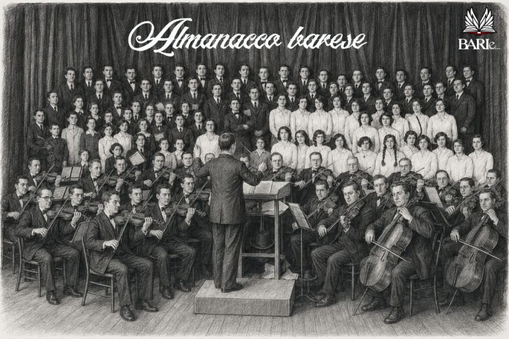 Immagine di un maestro che guida il coro e l'orchestra