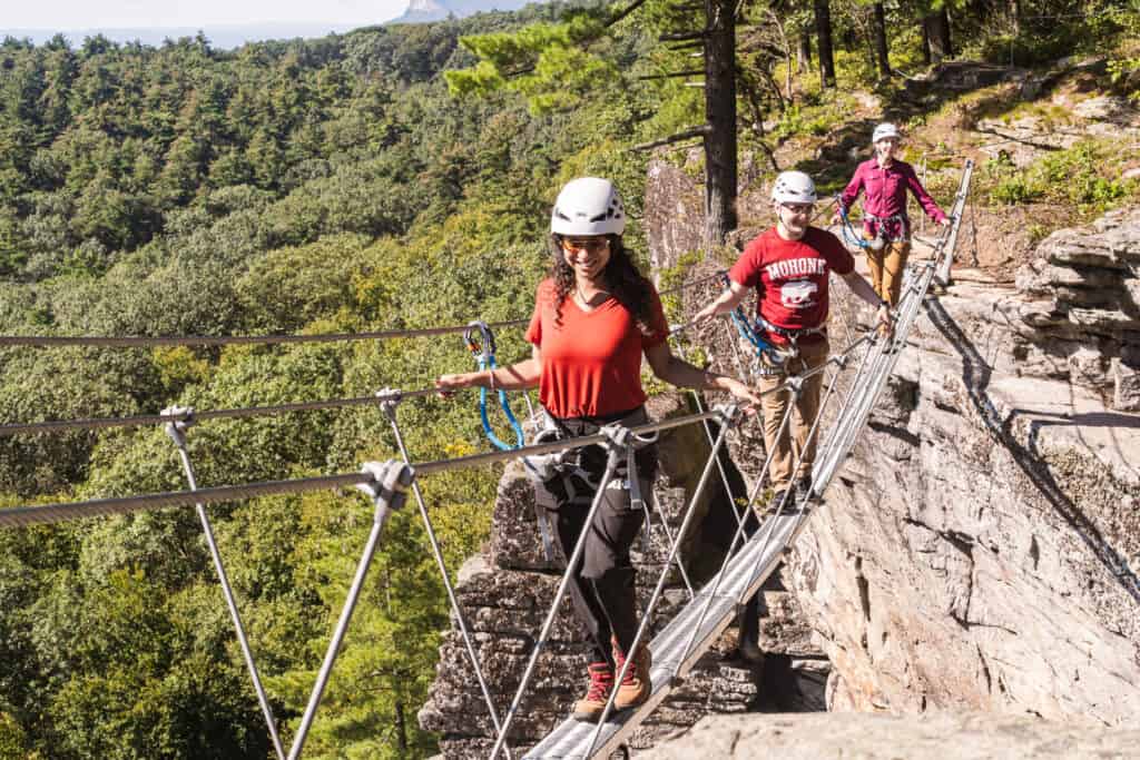 Group of Three Embarking on the Pinnacle Ledge Tour