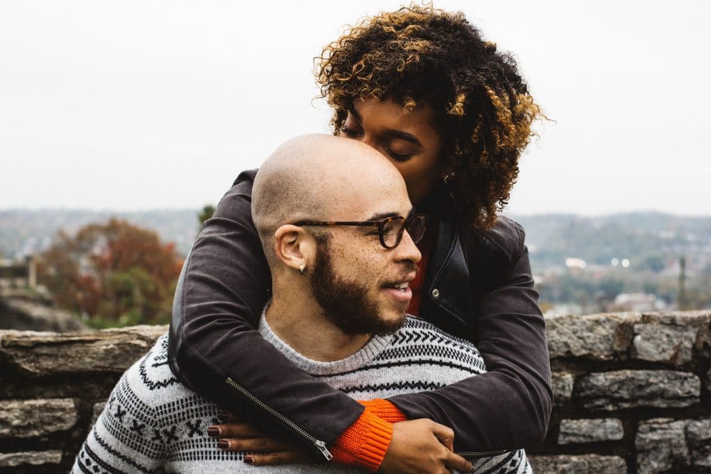 Couple embracing