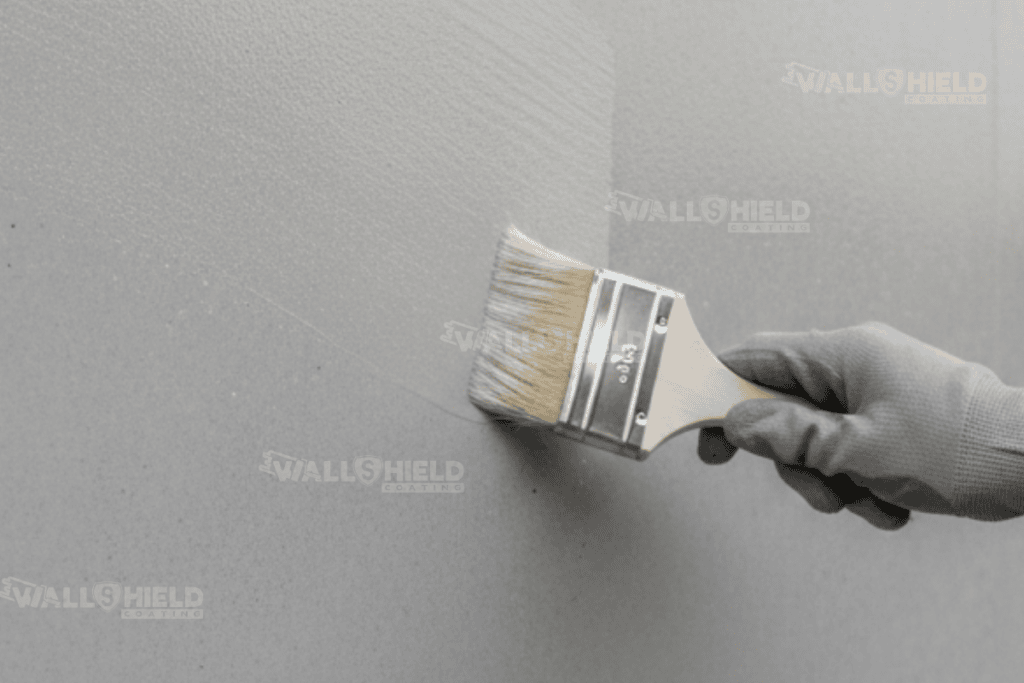 Aplicación de recubrimiento transparente sobre pared