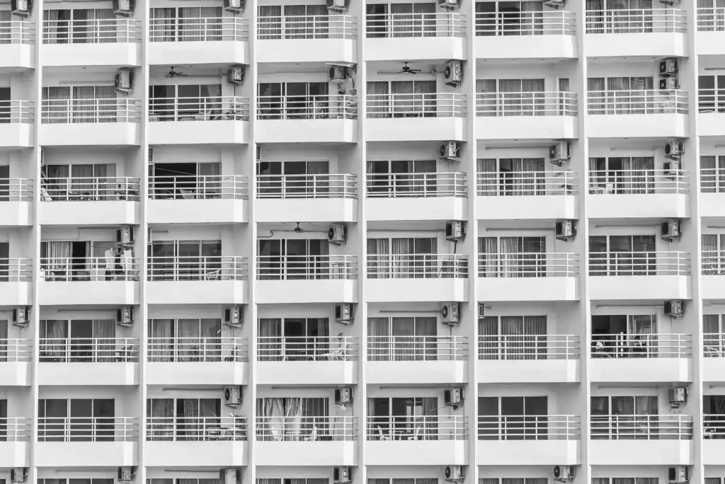 Standardized apartment buildings in Miami illustrating commoditized residential inventory within competitive real estate submarkets.