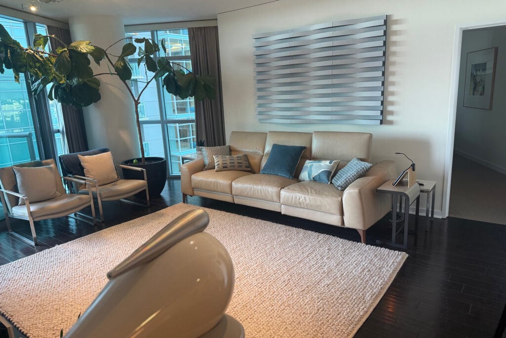 The Sonatas Wave X installed on the back wall of Jerry Del Colliano's music listening room in Marina Del Rey, California.