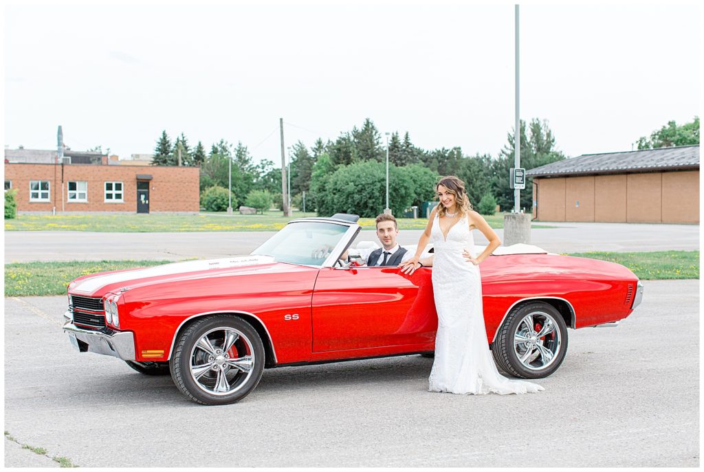 Red Chevelle - Wedding Party - Bride and Groom leaving - Grey Loft Studio - Ottawa Wedding Photographer & Videographer -Light and Airy - Kanata, Westboro, Orleans - Luxury, Genuine, Affordable Photography.