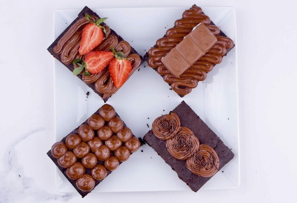 Chocolate brownie recipe, decorated chocolate brownie