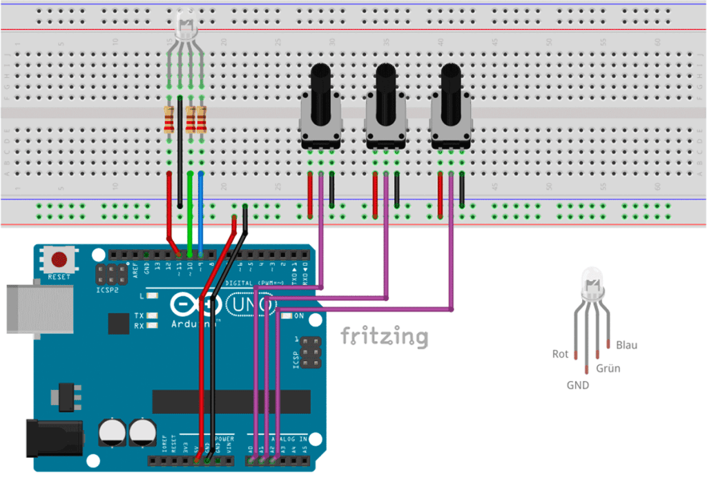 Schaltung Arduino RGB LEDs