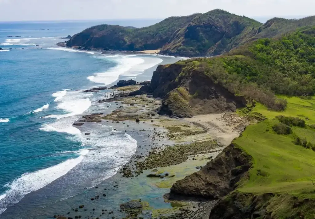 An aerial shot of a coastline in the Philippines