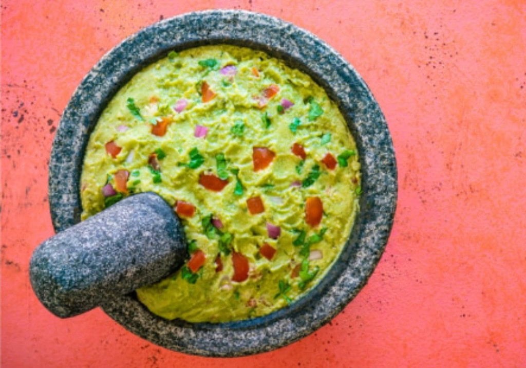 guacamole in a mortar