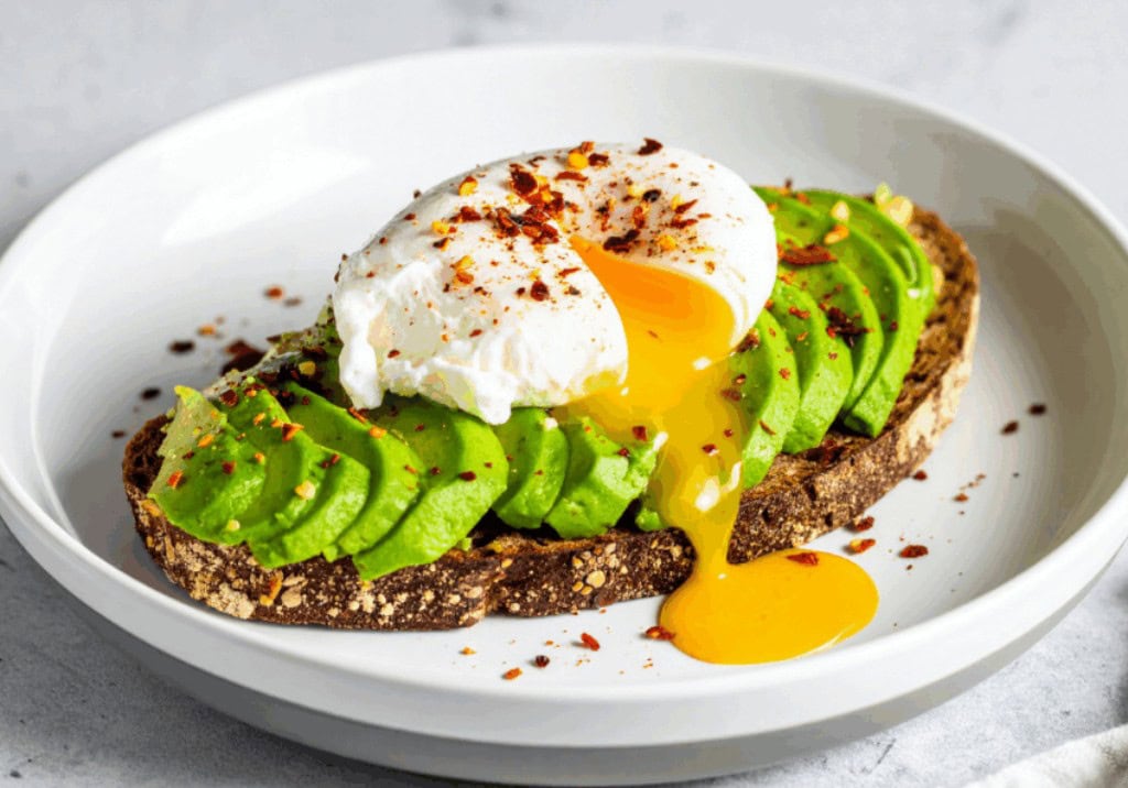 toast with avocado and poached egg