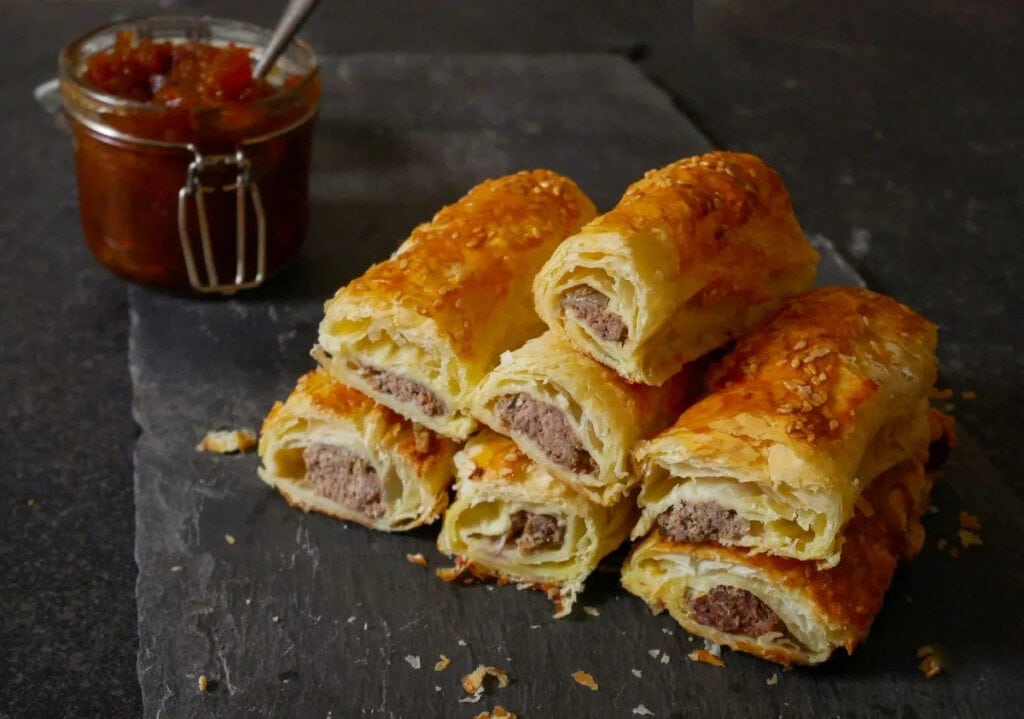 Venison sausage rolls in crisp pastry by The Rare Welsh Bit in the Winter Warming Oven Bakes in Cook Blog Share 2021