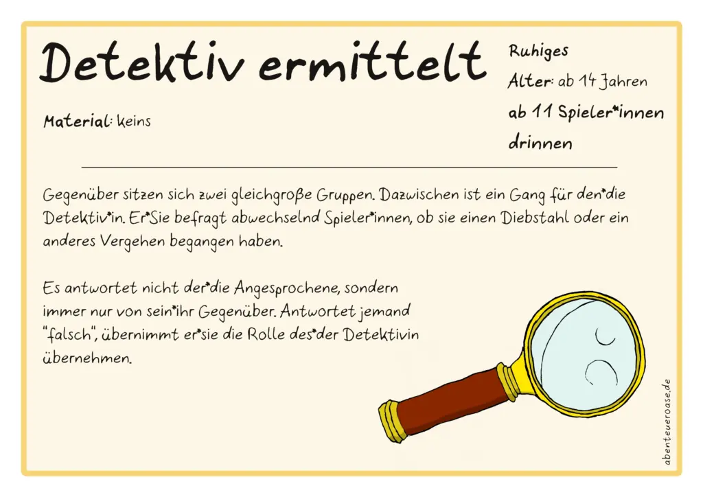 Spielerklärung zu dem Spiel "Detektiv ermittelt"