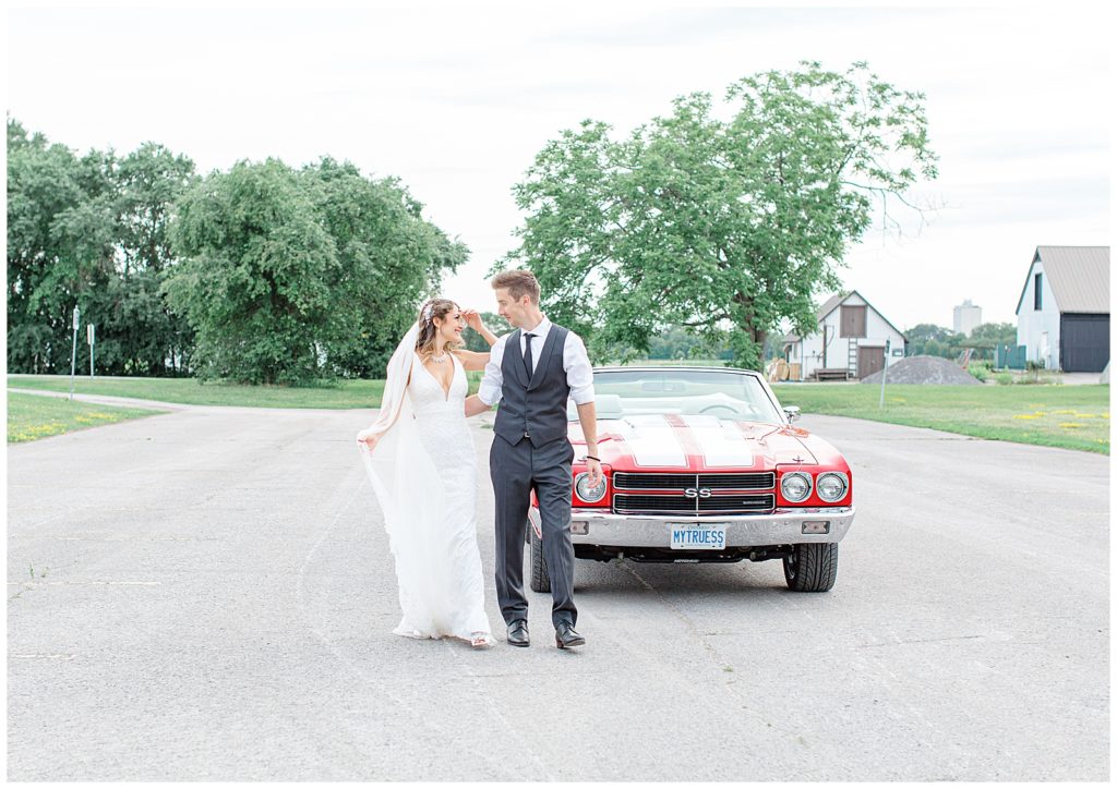 Red Chevelle - Wedding Party - Bride and Groom leaving - Grey Loft Studio - Ottawa Wedding Photographer & Videographer -Light and Airy - Kanata, Westboro, Orleans - Luxury, Genuine, Affordable Photography.