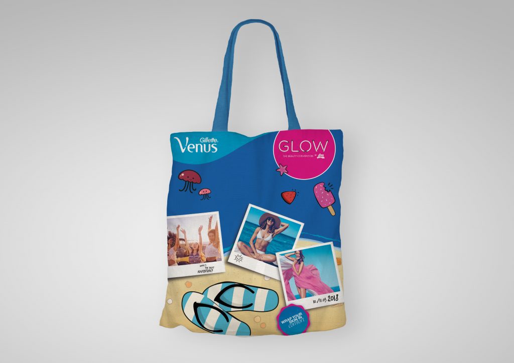 Tüte für Messestand Gillette Venus auf der Glow