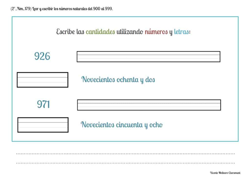 📚 Números del 900 al 1000 📚 2º Educación Primaria