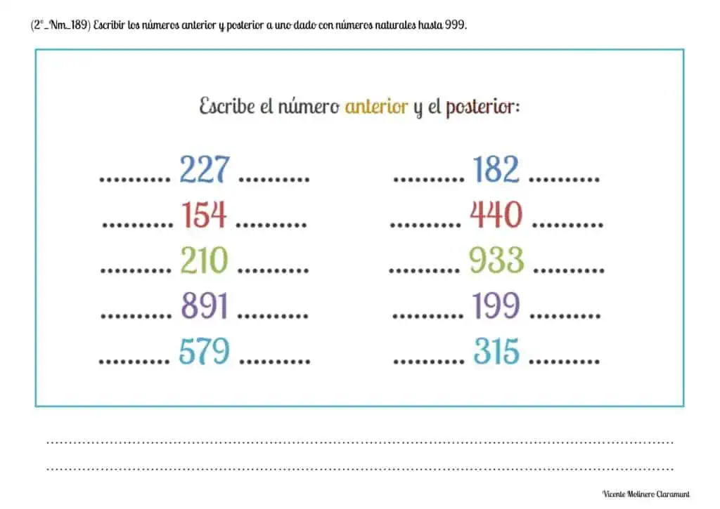 📚 Números del 900 al 1000 📚 2º Educación Primaria