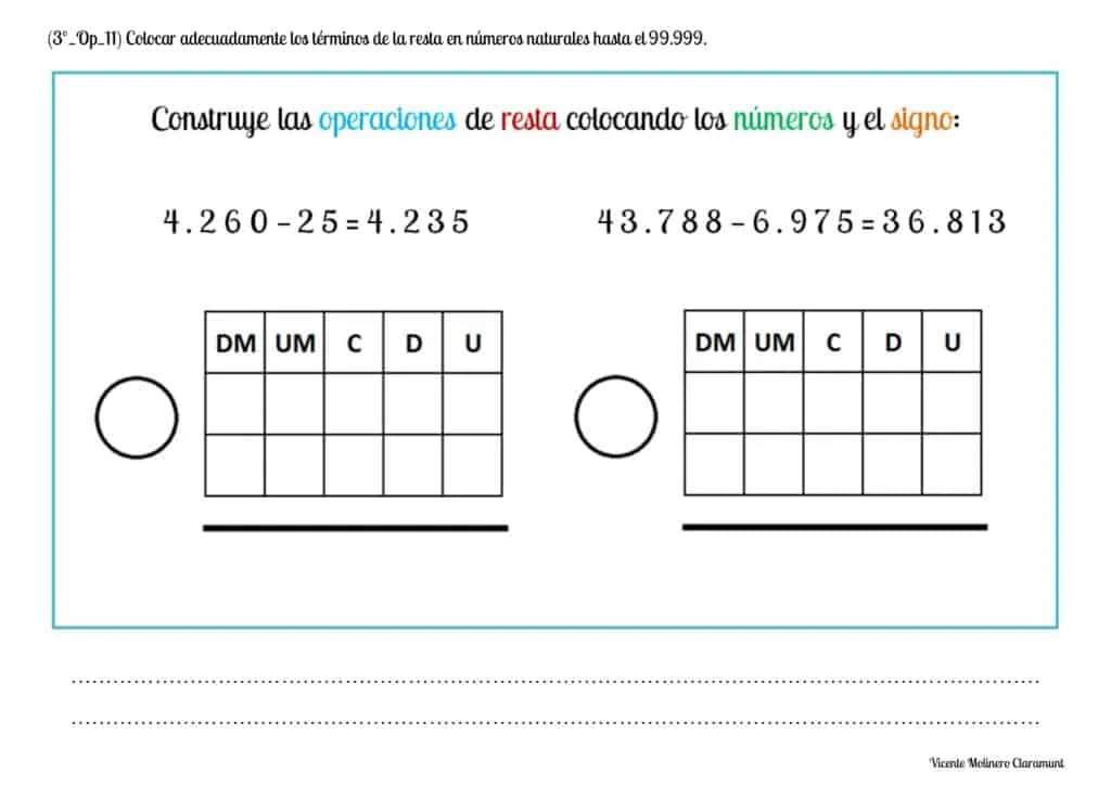 📚 Restar 3, 4 y 5 Cifras 📚 3º Educación Primaria