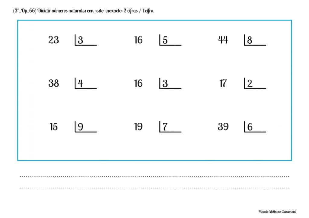 hojas de trabajo de división para el grado 3