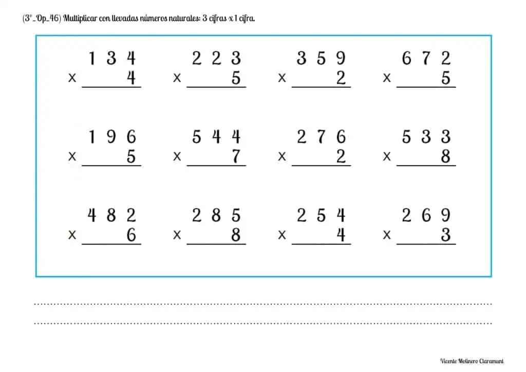 📚 Multiplicar por 1 Cifra 📚 3º Educación Primaria