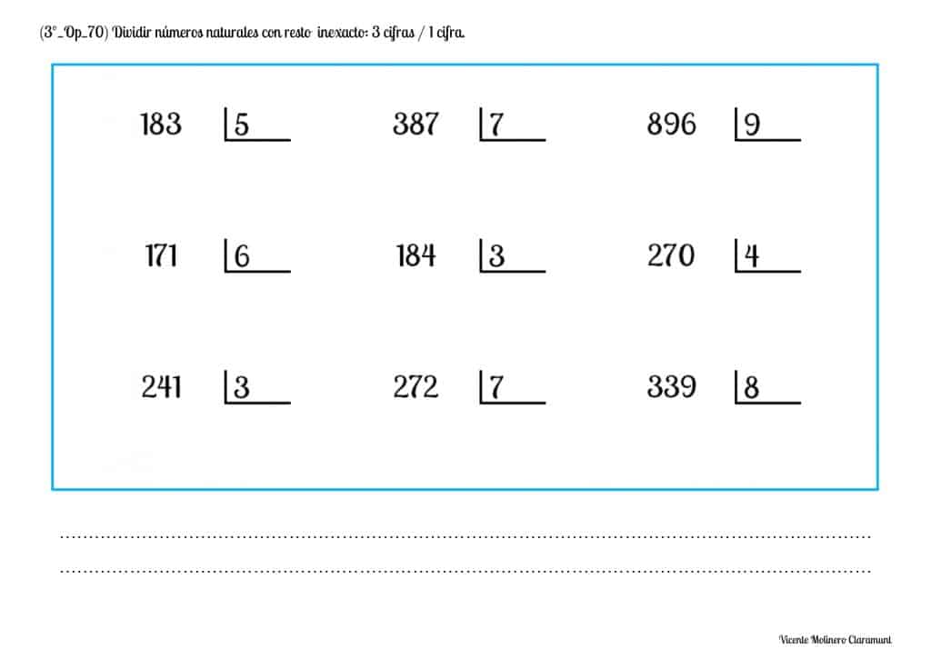 📚 Dividir por 1 Cifra 📚 3º Educación Primaria